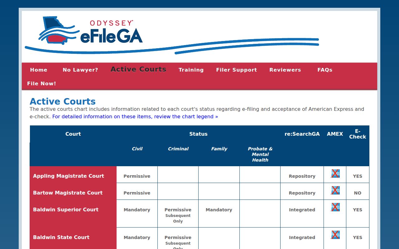 Avalon court records Odyssey eFileGA county fallback