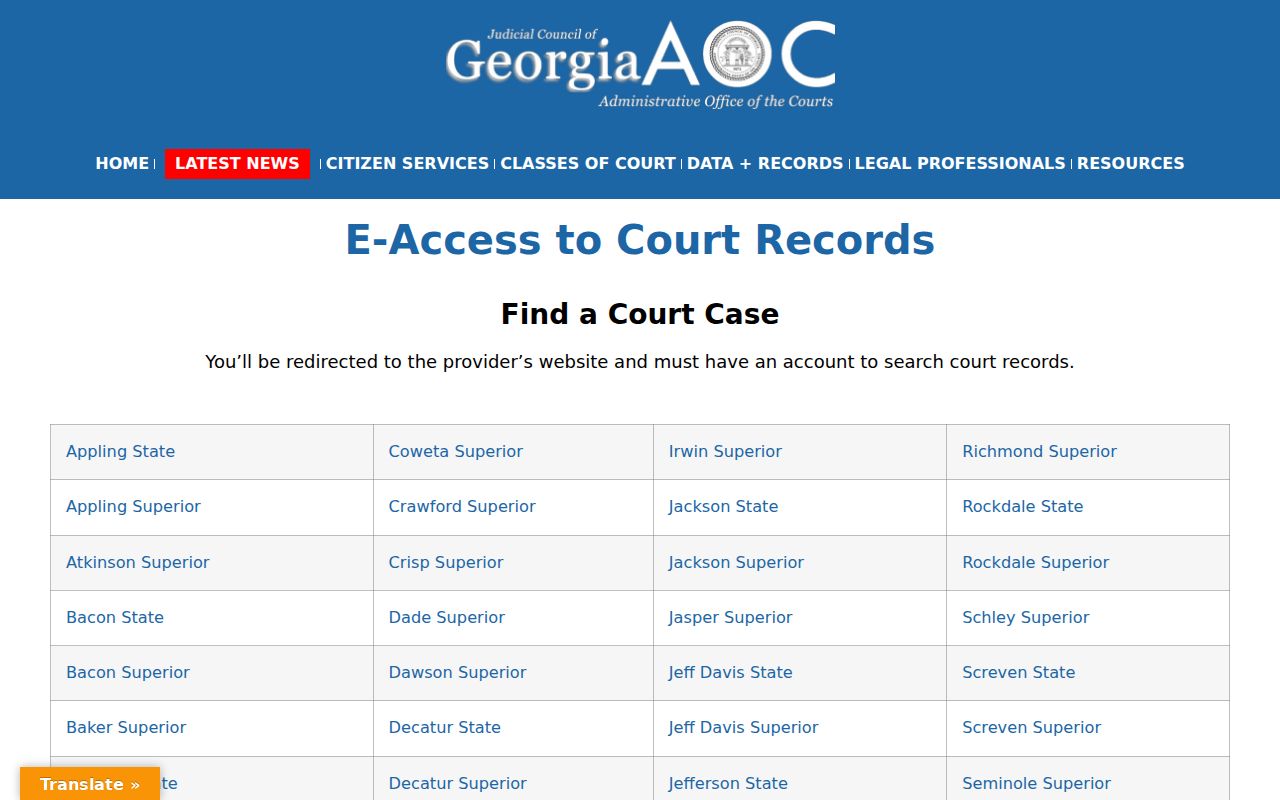 Stephens County case search Georgia Judicial Gateway