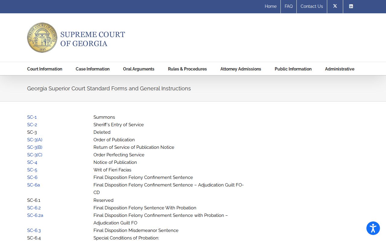 Georgia Superior Court forms for Stephens County civil court dockets
